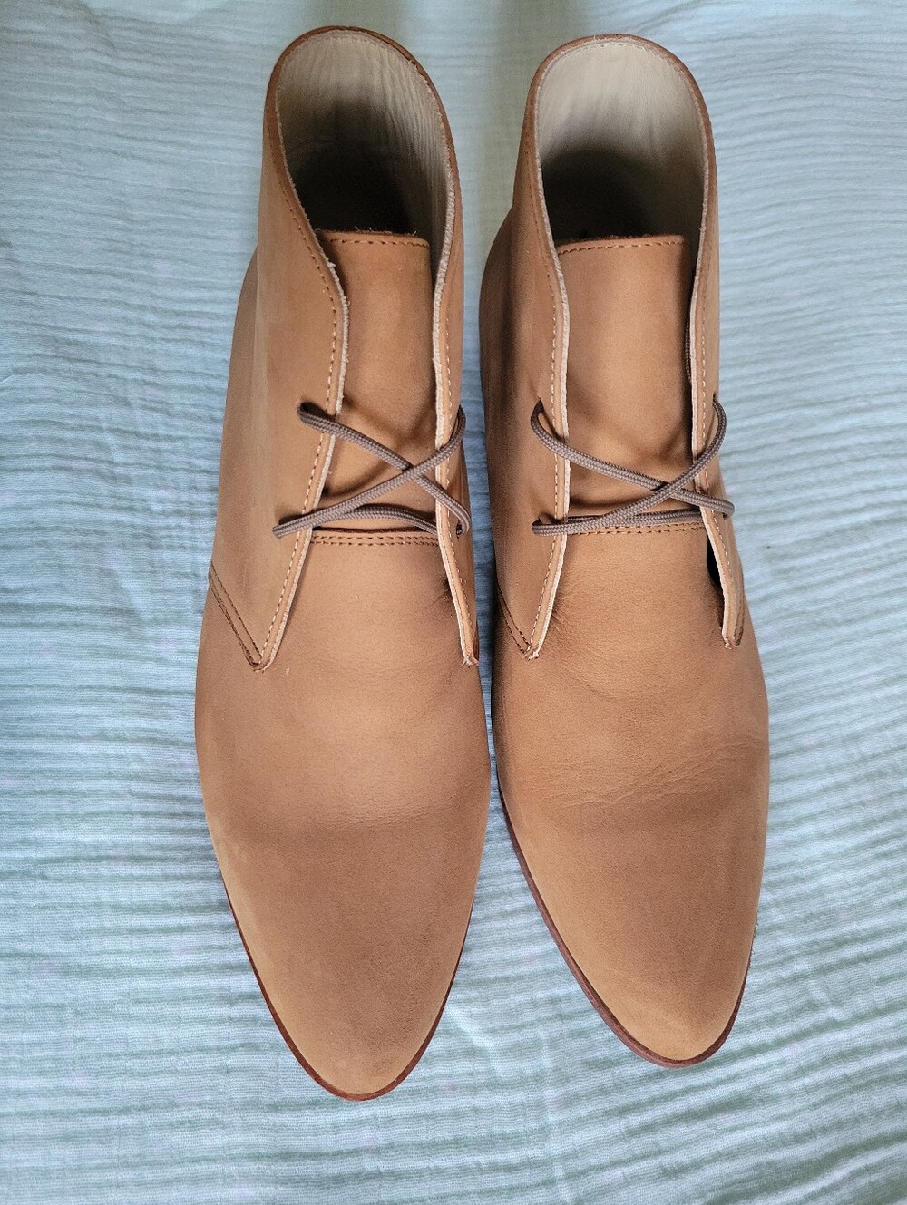 Nisolo Isa Suede Leather Lace Up Chukka Booties, Sand Suede - Size 8.5 - Picture 3 of 16